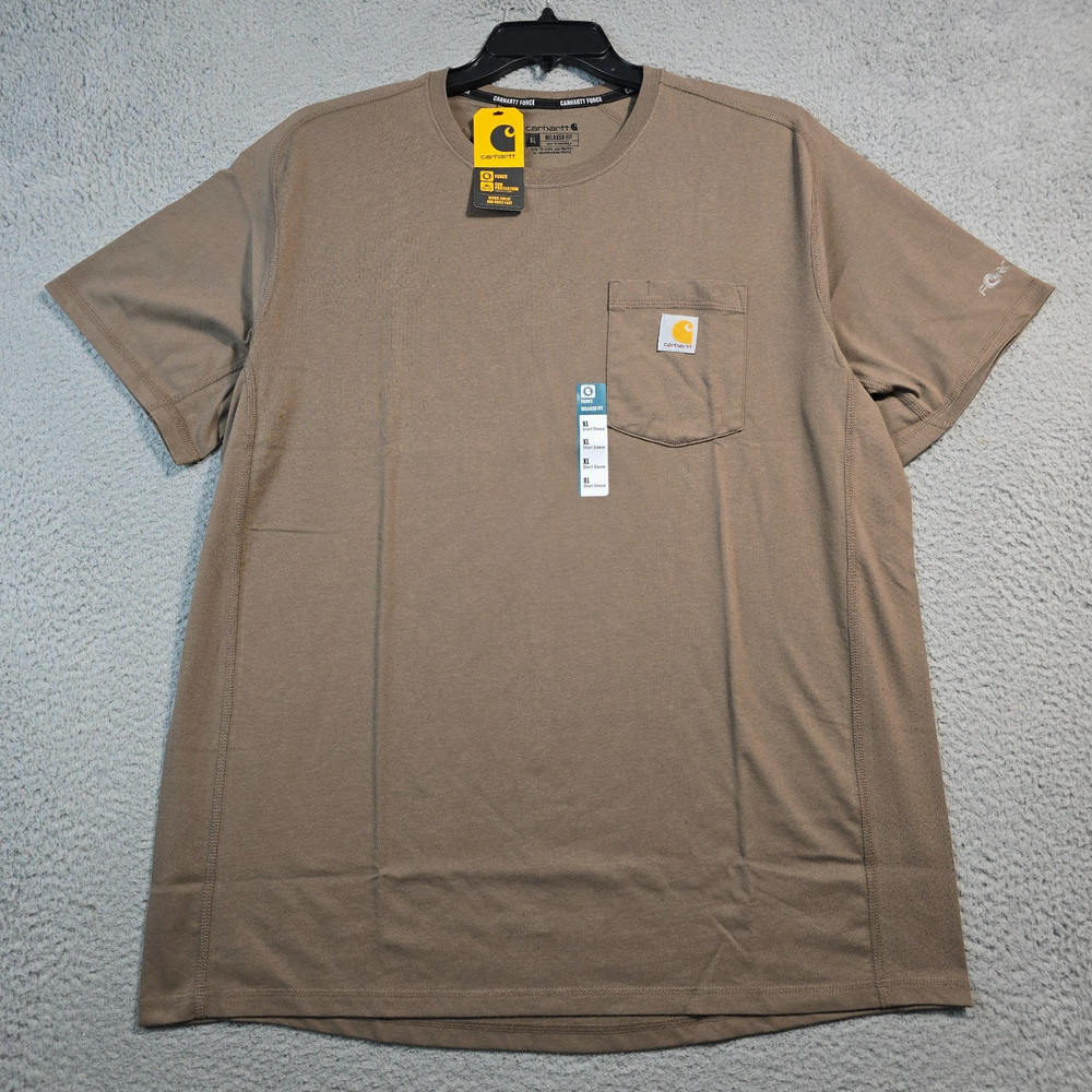 CARHARTT FAST DRY Shirt Mens XL Brown FORCE WORK Stretch Relaxed Fit Sun NWT