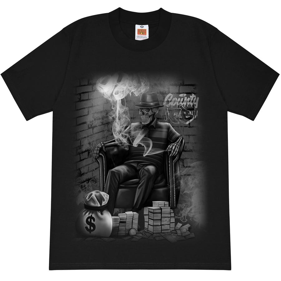 FB County Skeleton Boss Money T Shirt Gangster Street Graphic Tee