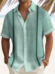 Men’s Casual Short Sleeve Guayabera Cuban Beach Wedding Button-Up Dress Shirt