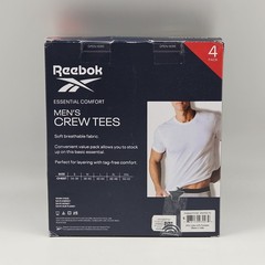 4Pk REEBOK Comfort Men S M L White Gray Black Crew Neck Tag-Free Cotton T Shirts
