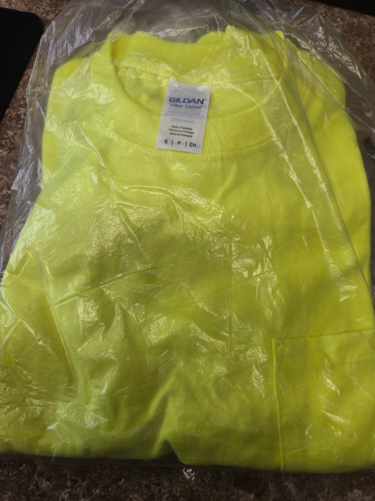 Gildan Workwear Safety Yellow Shirts – Size Small / ** Lot of Two **