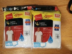 Hanes Men’s Crew Neck Tagless Cotton T-Shirts 3+1 Pack White Size M Regular X2