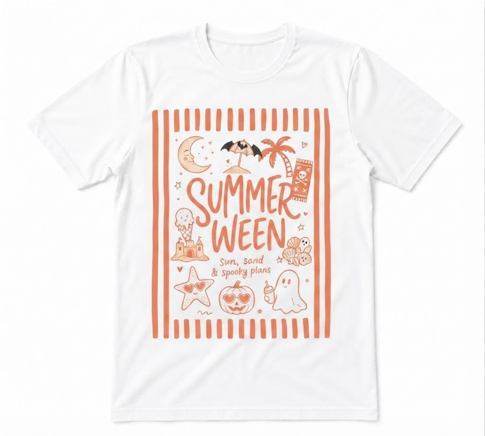 Summerween Cute Halloween Summer Sun Sand White T-shirt