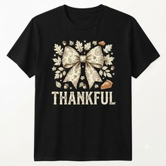 Thankful Autumn Pumpkin Pie Gourd Thanksgiving Bow T-shirt