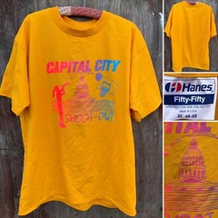 Vintage Capital City Shoot Out T Shirt Basketball Neon Graphics Tee Size XL
