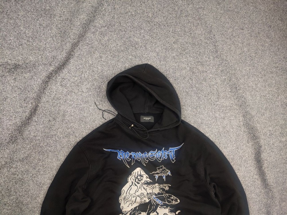 Represent Clo Hard 2 kill Logo Black Faded Color vintage Oversized Pocket hoodie