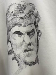 Cotton Crew Neck Tee Hand-Drawn Figure Print Hip Hop Street Short Sleeve Top
