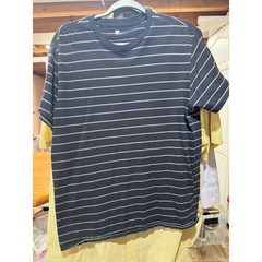 GAP Mens Short Sleeve Striped T-Shirt Navy Blue Grey Crew Neck Large L RN 54023