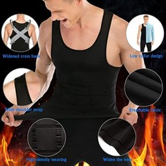 Mens Body Shaper Toning T-Shirt Ultra Durable Vest Compression Workout Underwear
