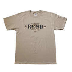 Reno Nevada Bike Rally Shirt Mens Large Beige Double Side Skull Wings Logo 2013