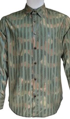 Men’s Italian Fashion Long Sleeves Buttom-Up Metallic Green Olive Bronze Shirt