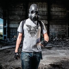 New Mens Ash Gray Classic T-Shirt “Skull N’Mask” S, M, L, XL, 2XL, 3XL, 4XL, 5XL
