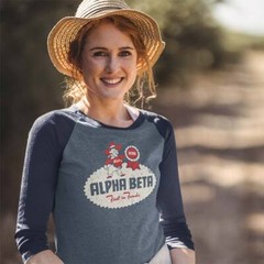 Alpha Beta Grocery Store unisex retro 3/4 sleeve raglan baseball tee