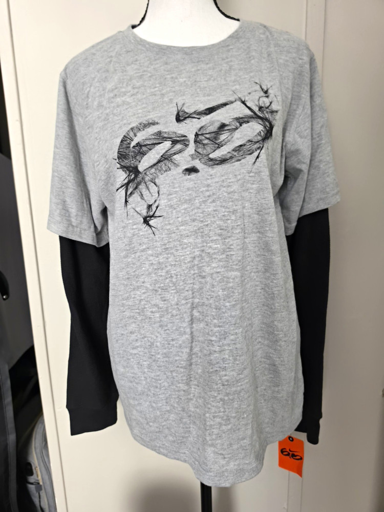 Vintage Nike 6.0 Shirt Unisex XL NWT Gray Black Y2K Double Layer Graphic Tee