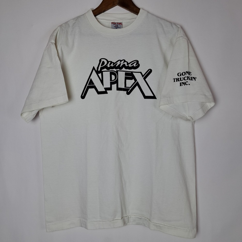 Vintage Puma APEX T-Shirt Mens XL White SS “GONE TRUCKIN’ INC.” Sof Tee Tee-Jays