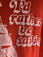 vintage 50s 60s t shirt id rather be sailing boat ocean red old Large