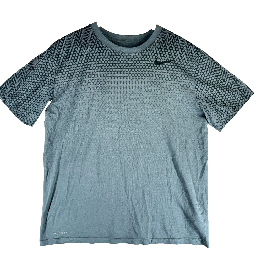 Nike Dri-Fit Men’s Size L Gray Gradient Geometric Running Crew-Neck T-Shirt