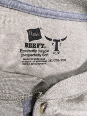 Hanes Beefy T Mens Henley Shirt 2XL Soft Durable Long Sleeve Outdoor #5700