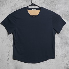 Buck Mason T-Shirt Mens Large Short Navy Blue Supima Curved Hem Made In USA