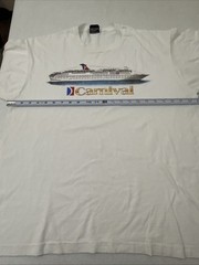 Vintage 90s Single Stitch White Carnival Cruise Ship T Shirt XL Tourist