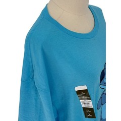 Disney Stitch Graphic T Shirt XL Blue Cotton Polyester Blend Graphic Tee