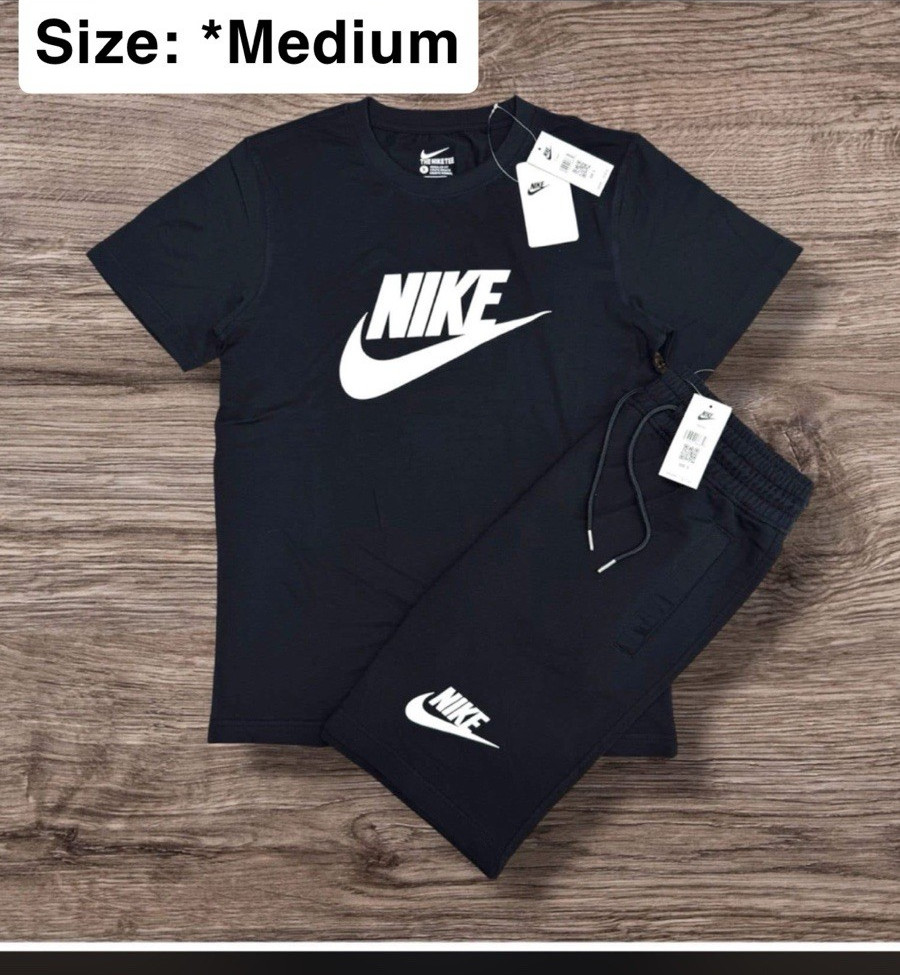 Nike Men’s 2-Piece T-Shirt & Shorts Set Black/White Logo Size Medium