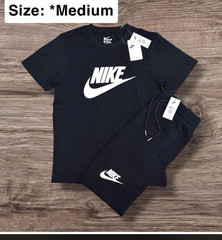 Nike Men’s 2-Piece T-Shirt & Shorts Set Black/White Logo Size Medium