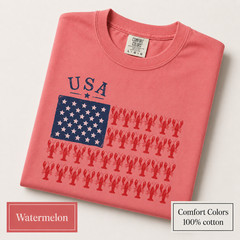Patriotic Lobster Flag Shirt, Coastal USA Comfort Colors Fourth of July Tee
