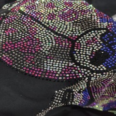 New Men Fashion V-Neck Diamond Rhinestones Bear Luxury Black T-Shirt