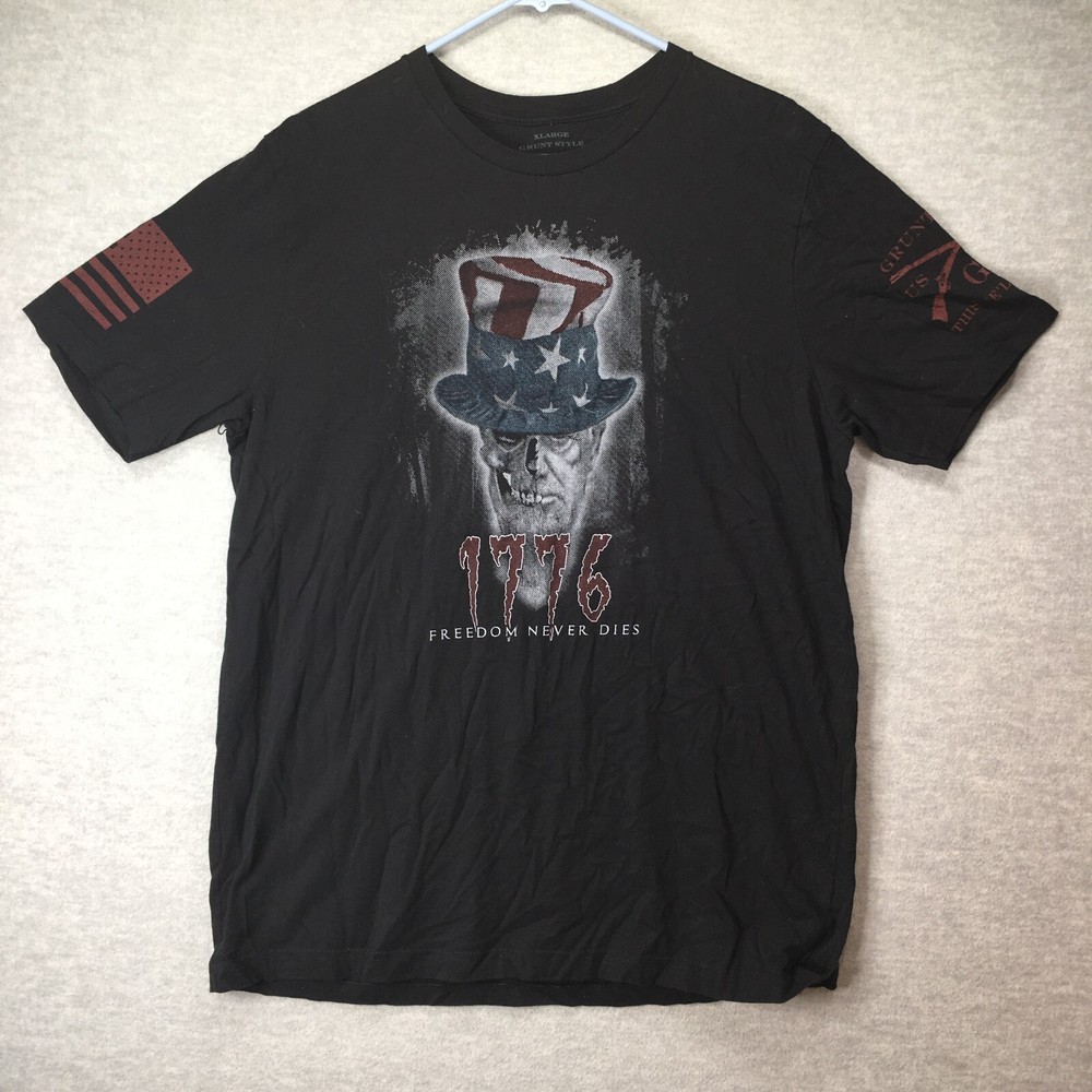 Grunt Style Uncle Sam 1776 Freedom Never Dies T Shirt XL Black