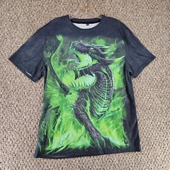 T Shirt Mens Medium Short Sleeve Vibrant Dragon Print Front And Back