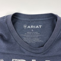 Ariat Mens Shirt Large Graphic Logo Blue Heather Short Sleeve