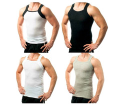 DIFFERENT TOUCH 2X G -Style Tank Top Square Cut Ribbed A Shirt 4 Assorted pack