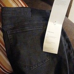 GENUWIi mens Dark black Skinny Jeans Stretch Denim Button Zip 5-Pocket