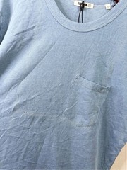 Buck Mason indigo dipped blue cotton classic pocket tee shirt size SM new flaw