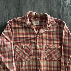 Vintage Brill Flannel Shirt Men’s Medium Red 1960s Cotton Loop Collar