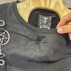 Killstar Shirt Mens Medium Black Strap Pentagram Goth Long Sleeve Occult Y2K Emo