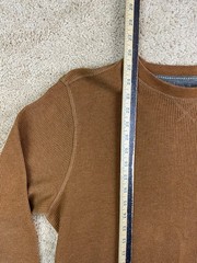 Members Mark T-Shirt Mens Large Ribbed V-Notch Thermal Waffle Knit Brown