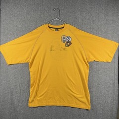 Mecca USA Shirt Mens XL Yellow Graphic Patch Raglan Streetwear 100% Cotton