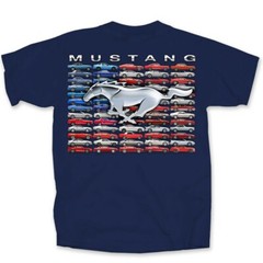 JOE BLOW T’S FORD MUSTANG USA CAR FLAG STACKED With PONY NAVY MEN’S TEE SHIRT