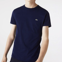 *NEW* Men Lacoste Crew Neck Pima Cotton Jersey T-shirts Navy (TH6709 166)