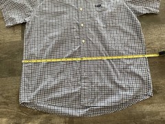 VINTAGE CHAPS XL EASY CARE COLLARED BUTTON UP SHORT SLEEVE SHIRT PLAID BLUE