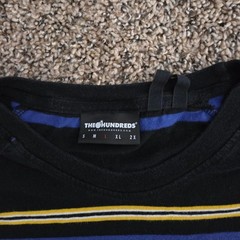 The Hundreds Vintage Y2K Striped Embroidered Graphic T-Shirt Black Blue Yellow