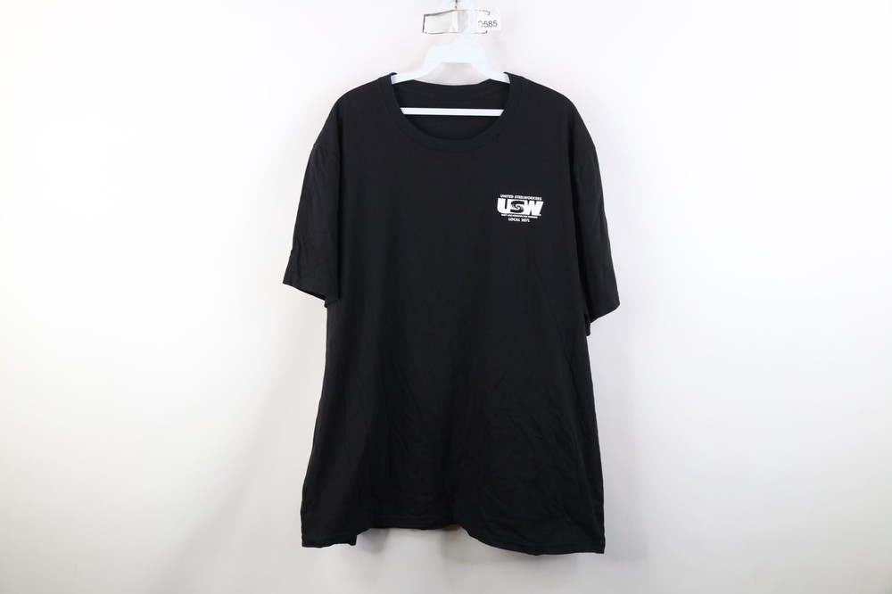 Y2K Mens 2XL Faded USW Local 207L United Steelworkers Union Dawg T-Shirt Black