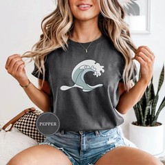 Ocean Wave Beach Line Art Minimalist Coastal Marine Comfort Tee