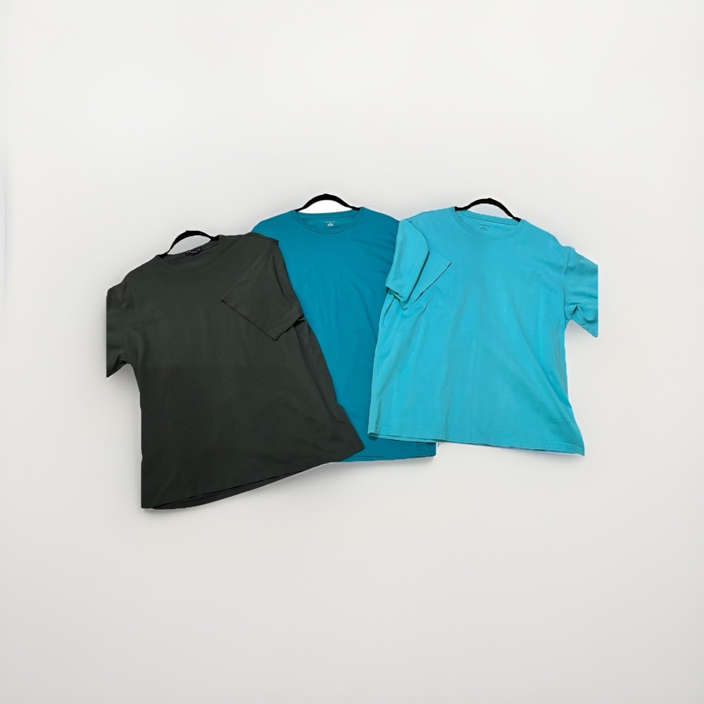 Lands’ End Crew Neck T-shirt 100% Cotton Men’s l Large Blue/green Undershirt