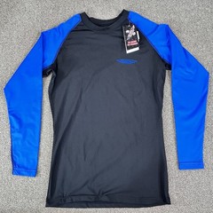 Long Sleeve Rash Guard Adult Medium Black/Royal Blue Compression Shirt