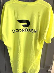 DoorDash Front & Back Food Delivery Driver NEON GREEN Short Sleeve 2XL Shirt
