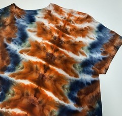 Gildan Handmade Ice Tie Dye T-Shirt Unisex Adult Size 2XL Orange Blue Tee NEW