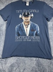 Tim McGraw Shotgun Rider On Tour/Sundown Heaven Town Blue T-Shirt Size S